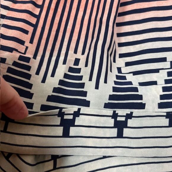 Parker 100% Silk Shorts Geo Print Navy Orange Green Pockets Zip Front Size 2 - Picture 3 of 13